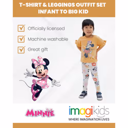 Disney Minnie Mouse Little Girls T-Shirt and Leggings Outfit Set Brown