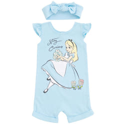 Disney Alice in Wonderland Toddler Girls French Terry Romper and Headb