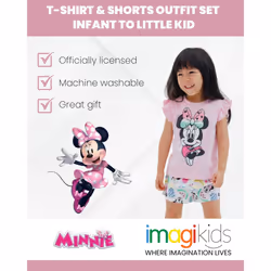 Disney Minnie Mouse Toddler Girls T-Shirt and Bike Shorts Twill Outfit