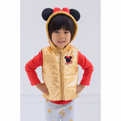 Disney Minnie Mouse Little Girls Zip Up Vest Puffer T-Shirt and Leggin