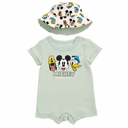 Disney Mickey Mouse Donald Duck Pluto Newborn Baby Boys Romper and Hat Green 3-6 Months