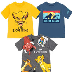 Disney Lion King Simba Timon Pumbaa Toddler Boys 3 Pack TShirts OrangeBlueGray 2T