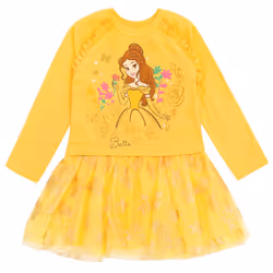 Disney Princess Belle Toddler Girls French Terry Dress Yellow 3T