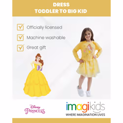 Disney Princess Belle Toddler Girls French Terry Dress Yellow 3T
