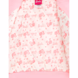 Barbie Big Girls French Terry Varsity Bomber Jacket Pink 14-16