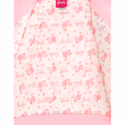 Barbie Little Girls French Terry Varsity Bomber Jacket Pink 6