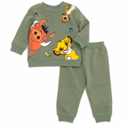 Disney Lion King Pumbaa Timon Simba Infant Baby Boys Fleece Sweatshirt and Pants Set Green 18 Months