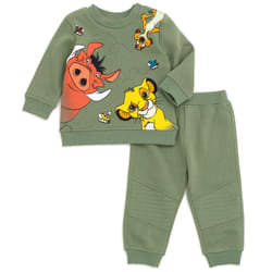 Disney Lion King Pumbaa Timon Simba Newborn Baby Boys Fleece Sweatshirt and Pants Set Green 6-9 Months