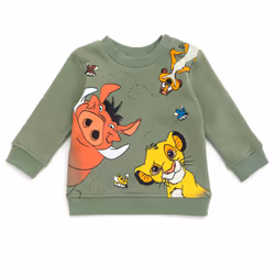 Disney Lion King Pumbaa Timon Simba Newborn Baby Boys Fleece Sweatshirt and Pants Set Green 3-6 Months
