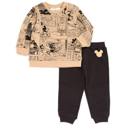 Disney Mickey Mouse Goofy Newborn Baby Boys Fleece Sweatshirt and Pants Set Brown/Gray 0-3 Months