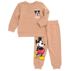 Disney Mickey Mouse Infant Baby Boys Fleece Sweatshirt and Pants Set Brown 24 Months