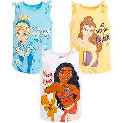 Disney Princess Cinderella Belle Moana Toddler Girls 3 Pack Tank Tops