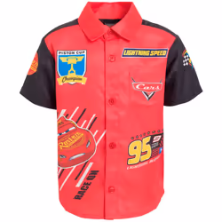 Disney Pixar Cars Lightning McQueen Toddler Boys Hawaiian Button Down