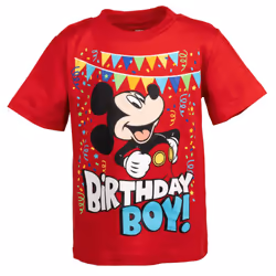 Disney Mickey Mouse Birthday Infant Baby Boys Graphic T-Shirt Mickey Red 18 Months