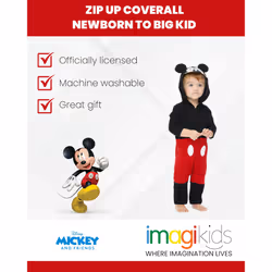 Disney Mickey Mouse Little Boys Zip Up Coverall 7