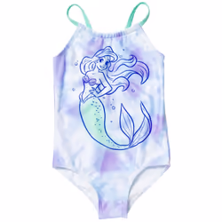 Disney Princess Ariel Big Girls One Piece Bathing Suit Tie Dye Blue 10