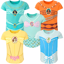 Disney Princess Ariel Cinderella Belle Jasmine Moana Big Girls 5 Pack