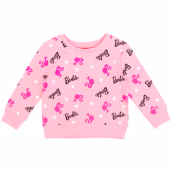 Barbie Big Girls French Terry Pullover Sweatshirt Pink 10-12