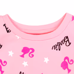 Barbie Big Girls French Terry Pullover Sweatshirt Pink 10-12