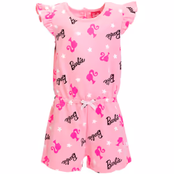 Barbie Little Girls French Terry Sleeveless Romper Pink 7-8