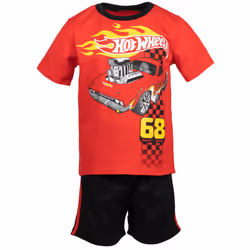 Hot Wheels Little Boys Graphic T-Shirt & Mesh Shorts Set Black/Red 7-8