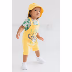 Disney Lion King Simba Baby Boys 3 Piece Outfit Set: Overalls T-Shirt Hat 18 Months