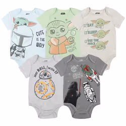 STAR WARS The Child Darth Vader Stormtrooper BB-8 Newborn Baby Boys 5 Pack Bodysuits Multicolor 6-9 Months