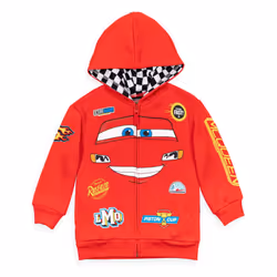Disney Pixar Cars Lightning McQueen Big Boys Fleece Zip Up Hoodie Red