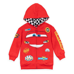 Disney Pixar Cars Lightning McQueen Big Boys Fleece Zip Up Hoodie Red