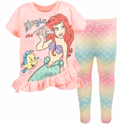 Disney Princess Ariel Little Girls Crossover T-Shirt and Leggings Outf