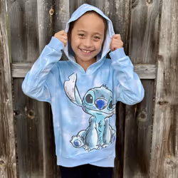 Disney Lilo & Stitch Big Girls French Terry Pullover Crossover Hoodie