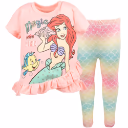 Disney Princess Ariel Big Girls Crossover T-Shirt and Leggings Outfit
