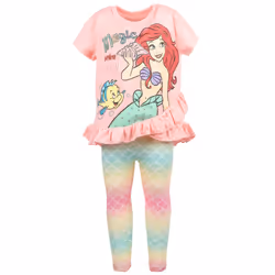 Disney Princess Ariel Big Girls Crossover T-Shirt and Leggings Outfit