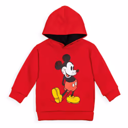 Disney Mickey Mouse Big Boys Fleece Pullover Hoodie Red 10-12