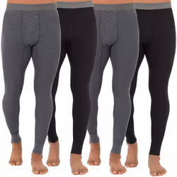 Fruit of the Loom Men's Recycled Premium Waffle Thermal Underwear Long Johns Bottom (1  2  3  and 4 Packs)  Black/Greystone H ...