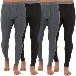 Fruit of the Loom Men's Recycled Premium Waffle Thermal Underwear Long Johns Bottom (1  2  3  and 4 Packs)  Black/Greystone Heather 4 Pack