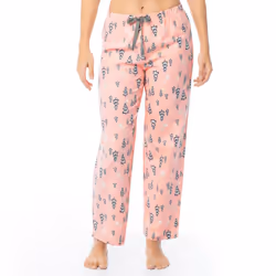 Fruit of the Loom Women's Waffle V-Neck Top and Flannel Pant Sleep Set  Heather Grey/Snowy Trees  X-Large