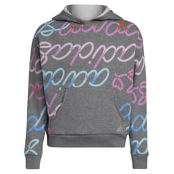adidas Allover Print Fleece Hooded Pullover Kids'  Charcoal with Multi