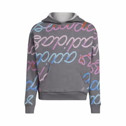 adidas Allover Print Fleece Hooded Pullover Kids'  Charcoal with Multi