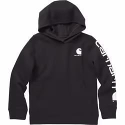Carhartt Boys' Long Sleeve Hooded Sweatshirt Caviar Black Medium (10