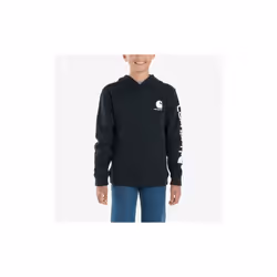Carhartt Boys' Long Sleeve Hooded Sweatshirt  Caviar Black  Medium (10