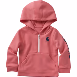 Carhartt Girls' Baby Long-Sleeve Half-Zip Hooded Sweatshirt  Pink Lemo