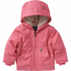 Carhartt Baby Girl's Sherpa-Lined Hooded Canvas Zip-Up Jacket Pink Le