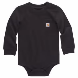 Carhartt Long-Sleeve Pocket Bodysuit  Caviar Dark Black  9 Months