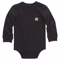 Carhartt Long-Sleeve Pocket Bodysuit  Caviar Dark Black  24 Months