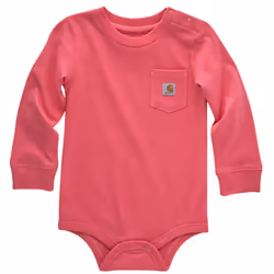 Carhartt Long-Sleeve Pocket Bodysuit  Pink Lemonade  3 Months