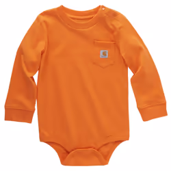 Carhartt Long-Sleeve Pocket Bodysuit Exotic Orange 3 Months
