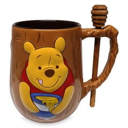 Disney Ceramic Wood finish Drinking Cup  Winnie the Pooh Mug and Honey Dipper Set  25 Ounces