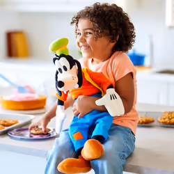Disney Store Official Goofy Medium Soft Toy for Kids  Cuddly Character with Fuzzy Texture and Embroidered Details  Patched Trousers and Felt Teeth  Pl