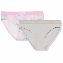 Calvin Klein Girls Little Modern Cotton Bikini Panty Underwear 2 Pack Lilac MarbleHeather Grey XLarge